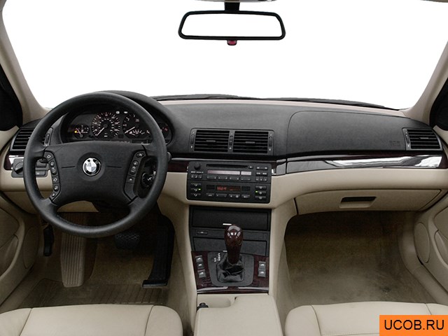 Sedan 2002 года BMW 3-series в 3D. Вид водительского места.