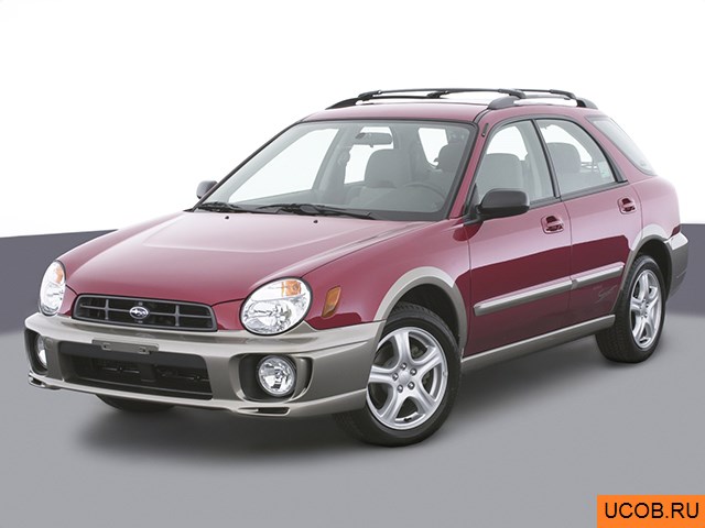 Модель автомобиля Subaru Outback 2003 года в 3Д