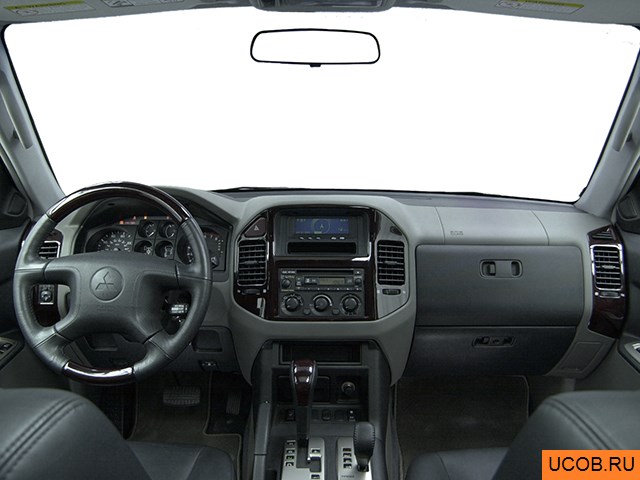 SUV 2003 года Mitsubishi Montero в 3D. Вид водительского места.
