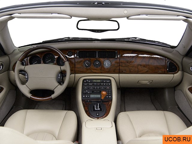 Convertible 2003 года Jaguar XK в 3D. Вид водительского места.