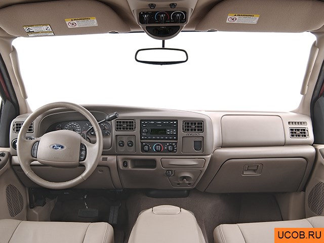 SUV 2004 года Ford Excursion в 3D. Вид водительского места.