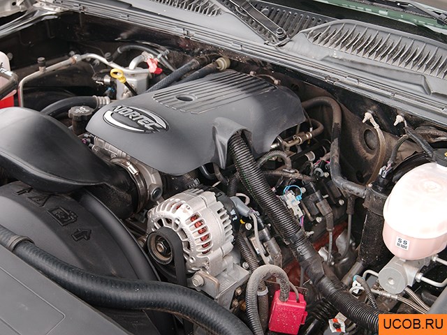 Pickup 2004 года Chevrolet Silverado 1500 в 3D. Моторный отсек.