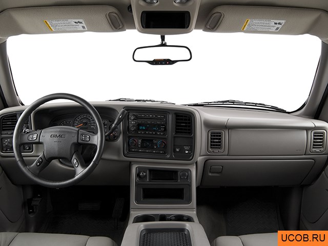 Pickup 2004 года GMC Sierra Hybrid в 3D. Вид водительского места.
