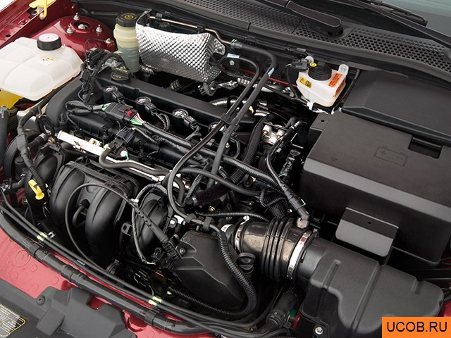 Hatchback 2005 года Ford Focus ZX3 в 3D. Моторный отсек.