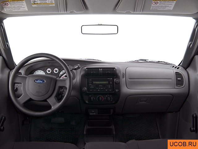 Pickup 2005 года Ford Ranger в 3D. Вид водительского места.