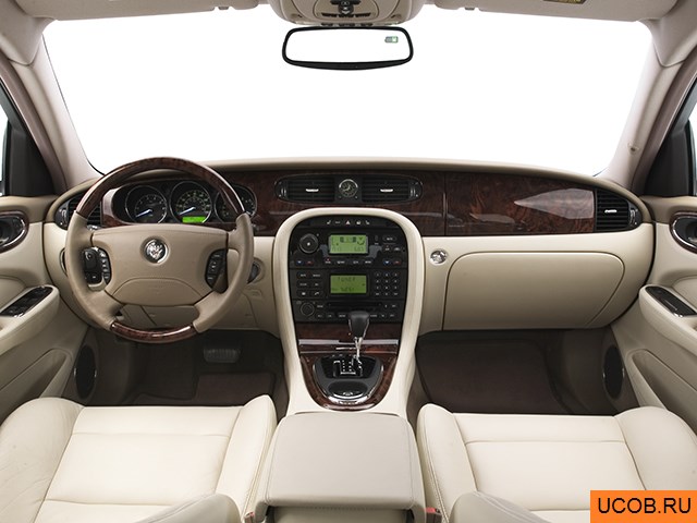 Sedan 2005 года Jaguar XJ в 3D. Вид водительского места.