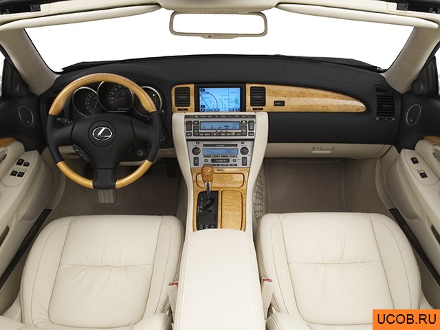 Convertible 2005 года Lexus SC в 3D. Вид водительского места.