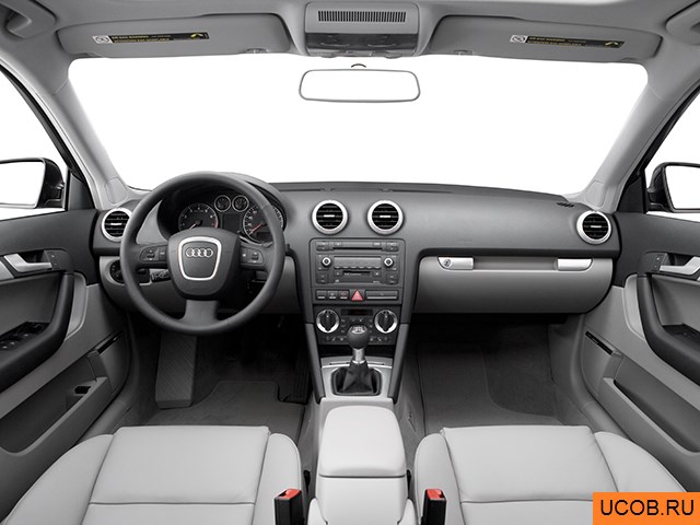 Hatchback 2006 года Audi A3 в 3D. Вид водительского места.