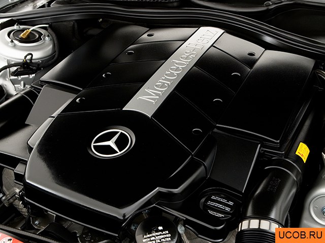 Sedan 2006 года Mercedes-Benz S-Class в 3D. Моторный отсек.
