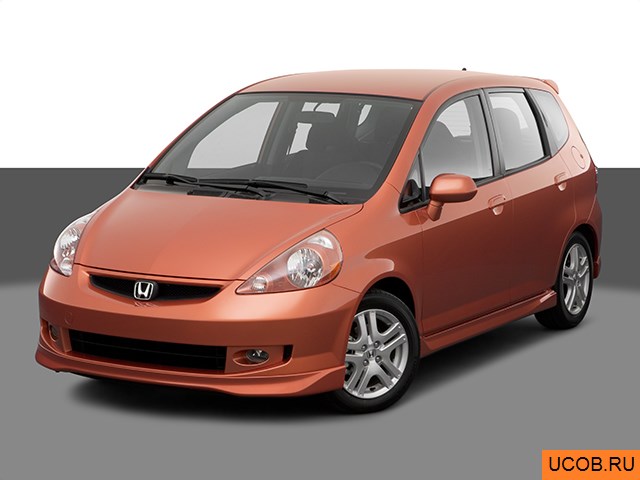 Модель автомобиля Honda Fit 2007 года в 3Д