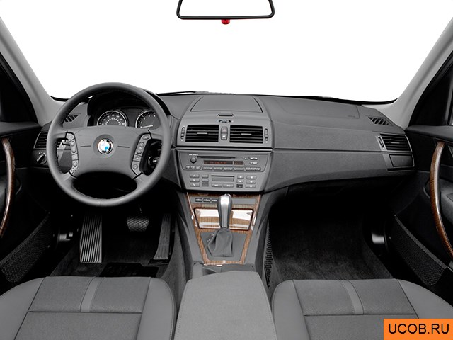 CUV 2006 года BMW X3 в 3D. Вид водительского места.