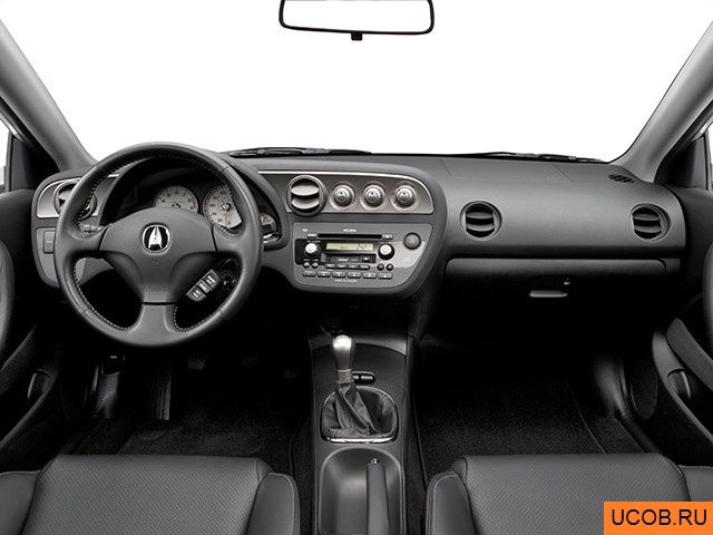 Hatchback 2006 года Acura RSX в 3D. Вид водительского места.
