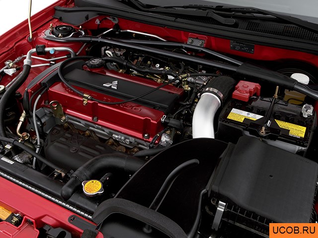 Sedan 2006 года Mitsubishi Lancer в 3D. Моторный отсек.