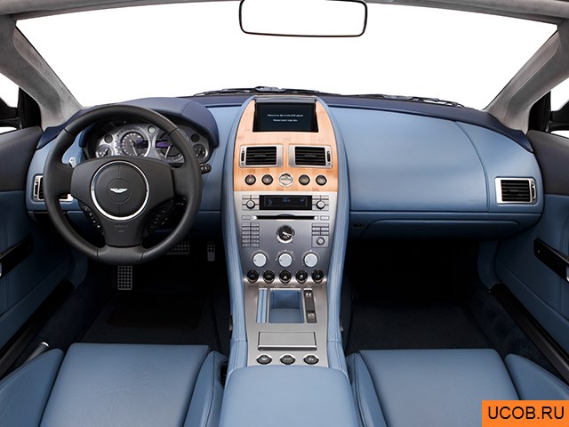Convertible 2006 года Aston Martin DB9 в 3D. Вид водительского места.
