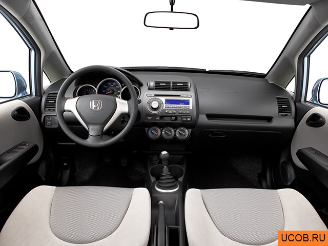 Hatchback 2007 года Honda Fit в 3D. Вид водительского места.