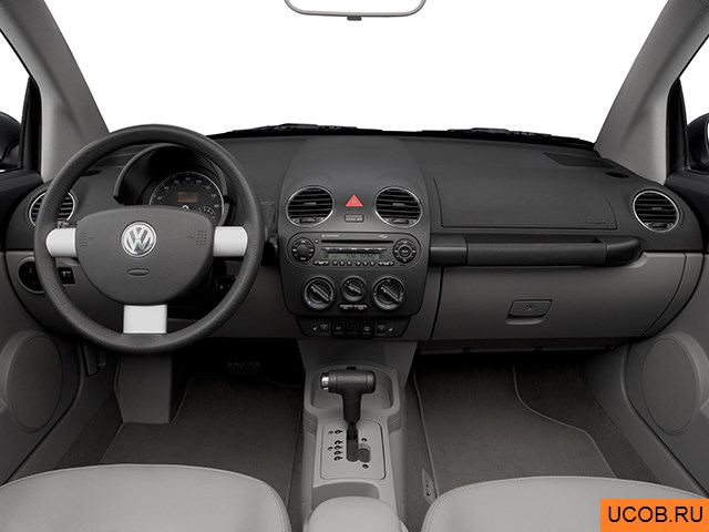 Convertible 2006 года Volkswagen New Beetle в 3D. Вид водительского места.