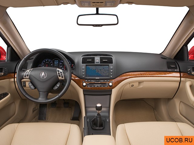 Sedan 2007 года Acura TSX в 3D. Вид водительского места.