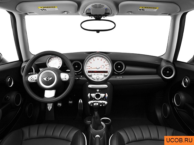 Hatchback 2007 года Mini Cooper в 3D. Вид водительского места.