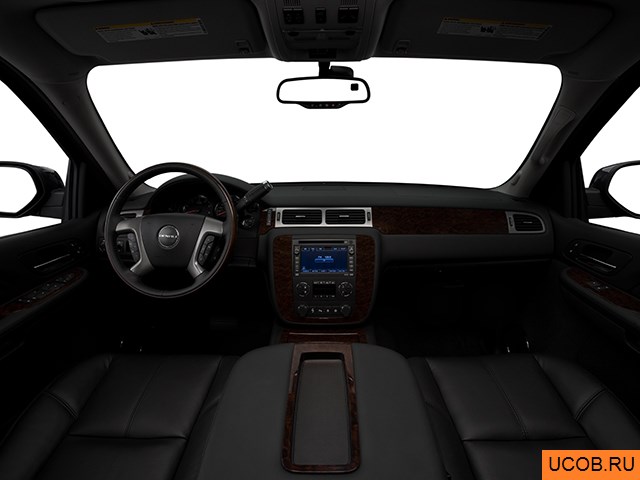 SUV 2008 года GMC Yukon в 3D. Вид водительского места.