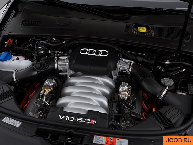 Sedan 2008 года Audi S6 в 3D. Моторный отсек.