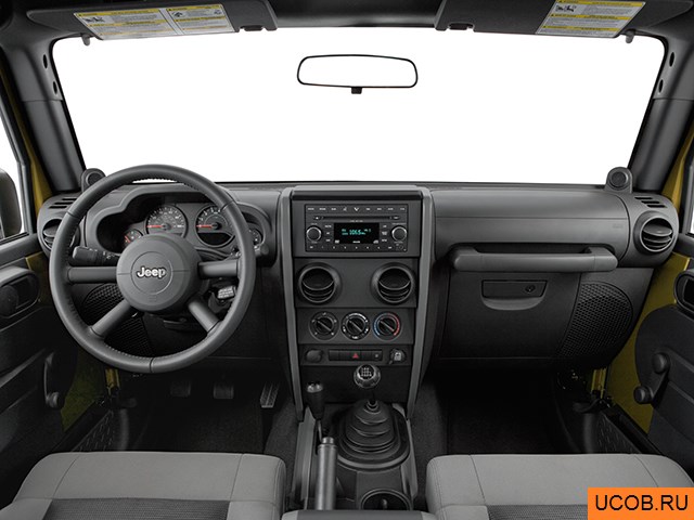 SUV 2008 года Jeep Wrangler Unlimited в 3D. Вид водительского места.