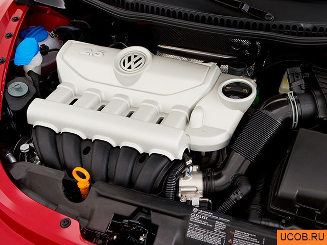Convertible 2008 года Volkswagen New Beetle в 3D. Моторный отсек.
