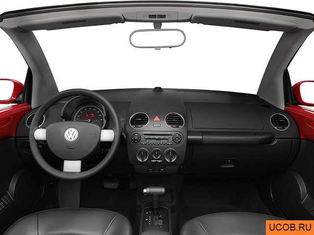 Convertible 2008 года Volkswagen New Beetle в 3D. Вид водительского места.