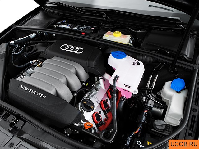 Sedan 2008 года Audi A4 в 3D. Моторный отсек.