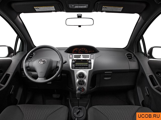 Hatchback 2008 года Toyota Yaris в 3D. Вид водительского места.