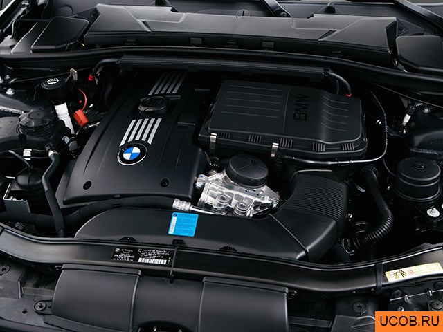 Coupe 2008 года BMW 3-series в 3D. Моторный отсек.