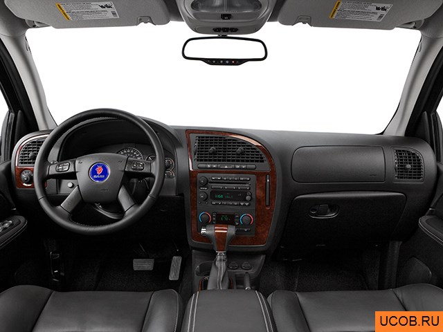 SUV 2008 года Saab 9-7X в 3D. Вид водительского места.