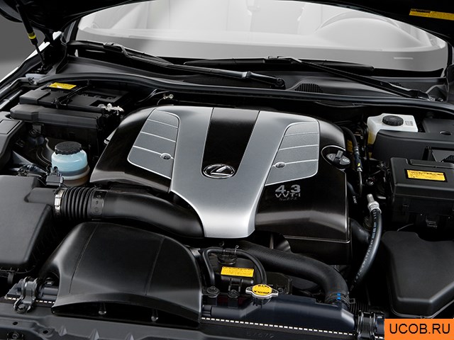 Convertible 2008 года Lexus SC в 3D. Моторный отсек.
