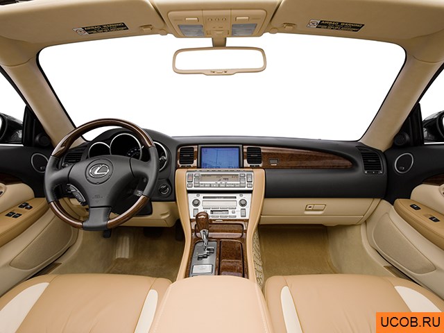 Convertible 2008 года Lexus SC в 3D. Вид водительского места.