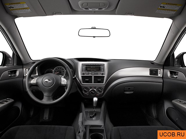 Hatchback 2008 года Subaru Impreza в 3D. Вид водительского места.