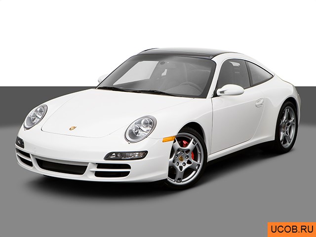 Модель автомобиля Porsche 911 (997) 2008 года в 3Д