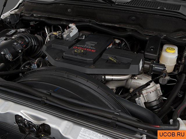 Pickup 2008 года Dodge Ram 3500 DRW в 3D. Моторный отсек.