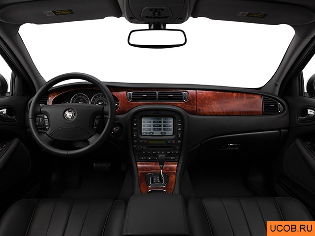 Sedan 2008 года Jaguar S-Type в 3D. Вид водительского места.