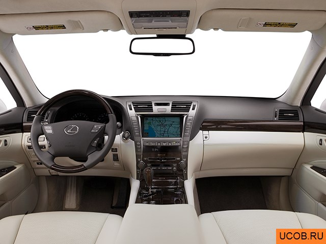 Sedan 2008 года Lexus LS в 3D. Вид водительского места.