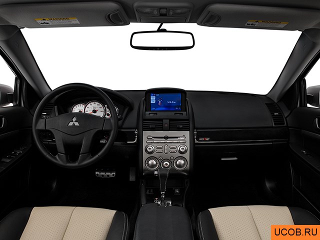 Sedan 2009 года Mitsubishi Galant в 3D. Вид водительского места.