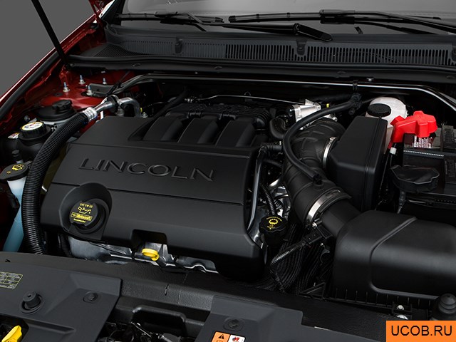 Sedan 2009 года Lincoln MKS в 3D. Моторный отсек.