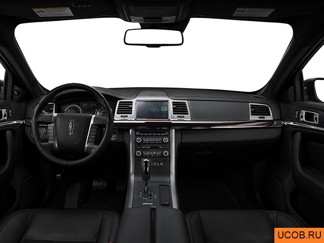 Sedan 2009 года Lincoln MKS в 3D. Вид водительского места.