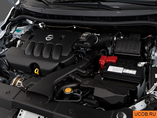 Hatchback 2009 года Nissan Versa в 3D. Моторный отсек.