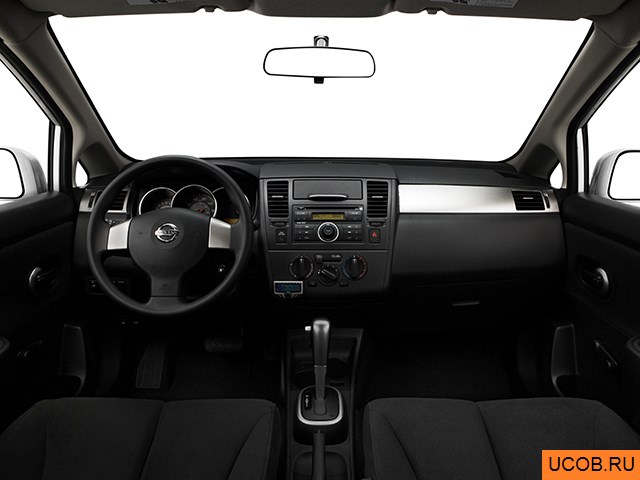 Hatchback 2009 года Nissan Versa в 3D. Вид водительского места.