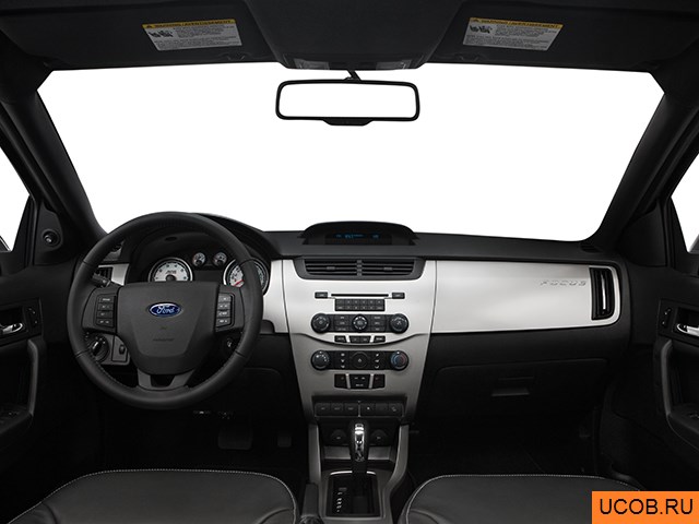 Sedan 2009 года Ford Focus в 3D. Вид водительского места.