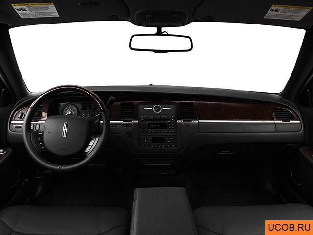 Sedan 2009 года Lincoln Town Car в 3D. Вид водительского места.