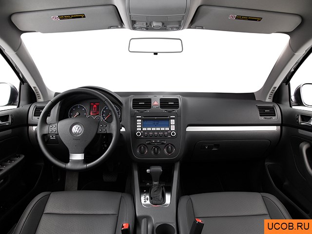 Sedan 2009 года Volkswagen Jetta в 3D. Вид водительского места.