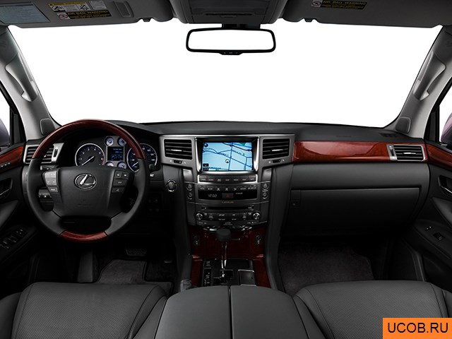SUV 2009 года Lexus LX в 3D. Вид водительского места.