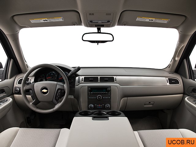 SUV 2009 года Chevrolet Suburban 1500 в 3D. Вид водительского места.