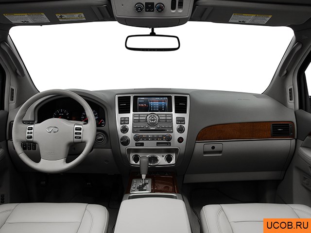 SUV 2009 года Infiniti QX в 3D. Вид водительского места.