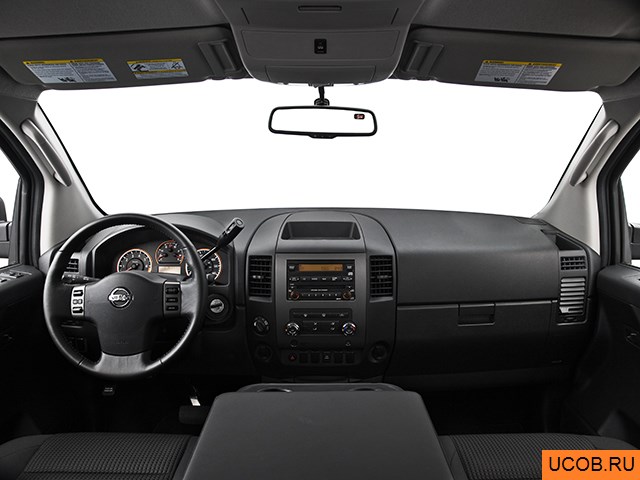 Pickup 2009 года Nissan Titan в 3D. Вид водительского места.